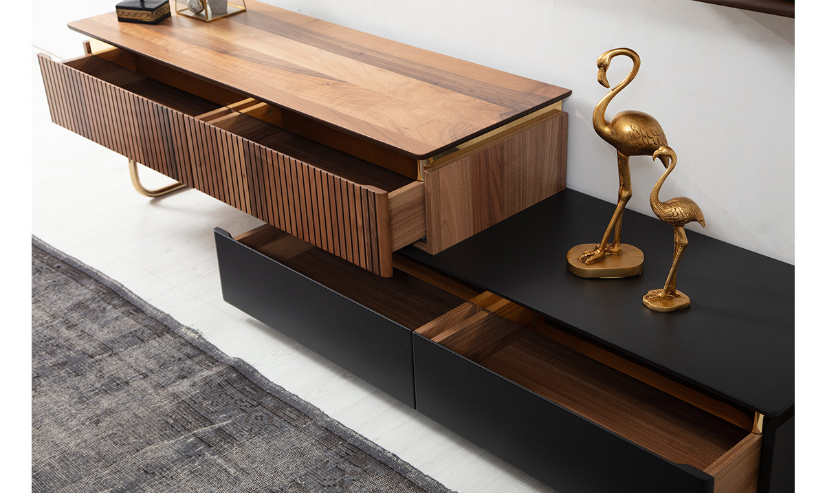 New Gloria Gold Metal Ayaklı TV Ünitesi TV Ünitesi
