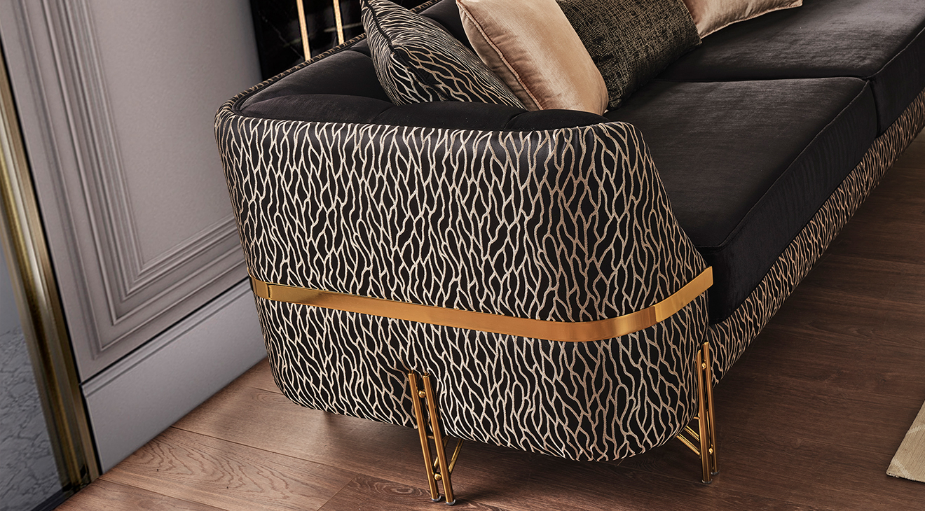 Calyon Luxury Gold Metal Ayaklı Koltuk Takımı Luxury Koltuk Takımı