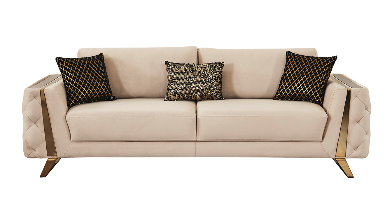 Gloria Yataklı Gold Metal Ayaklı Koltuk Takımı Yataklı Koltuk Takımları