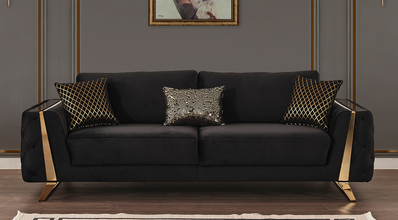 Gloria Yataklı Gold Metal Ayaklı Koltuk Takımı Yataklı Koltuk Takımları