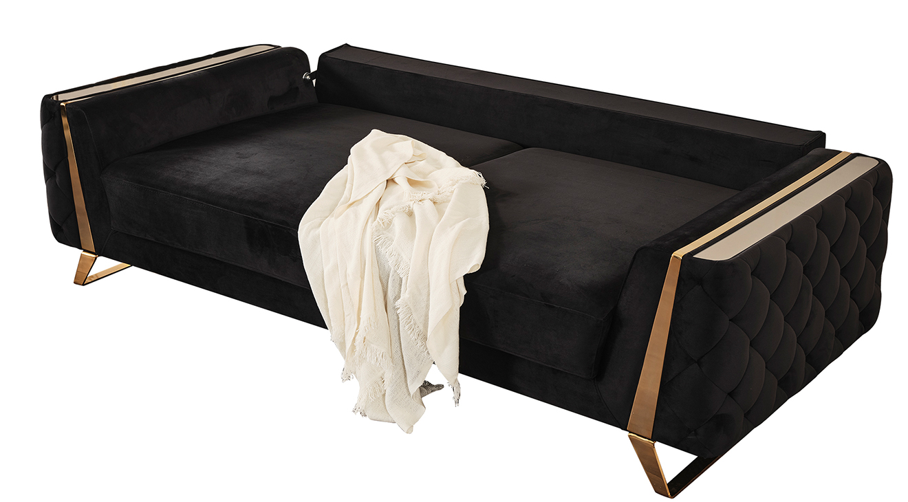 Gloria Yataklı Gold Metal Ayaklı Koltuk Takımı Yataklı Koltuk Takımları