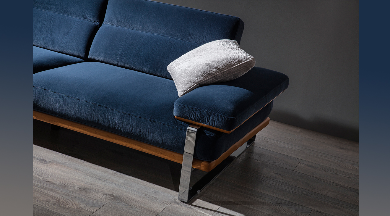 Lavina Yataklı Gümüş Metal Ayaklı Koltuk Takımı Yataklı Koltuk Takımları