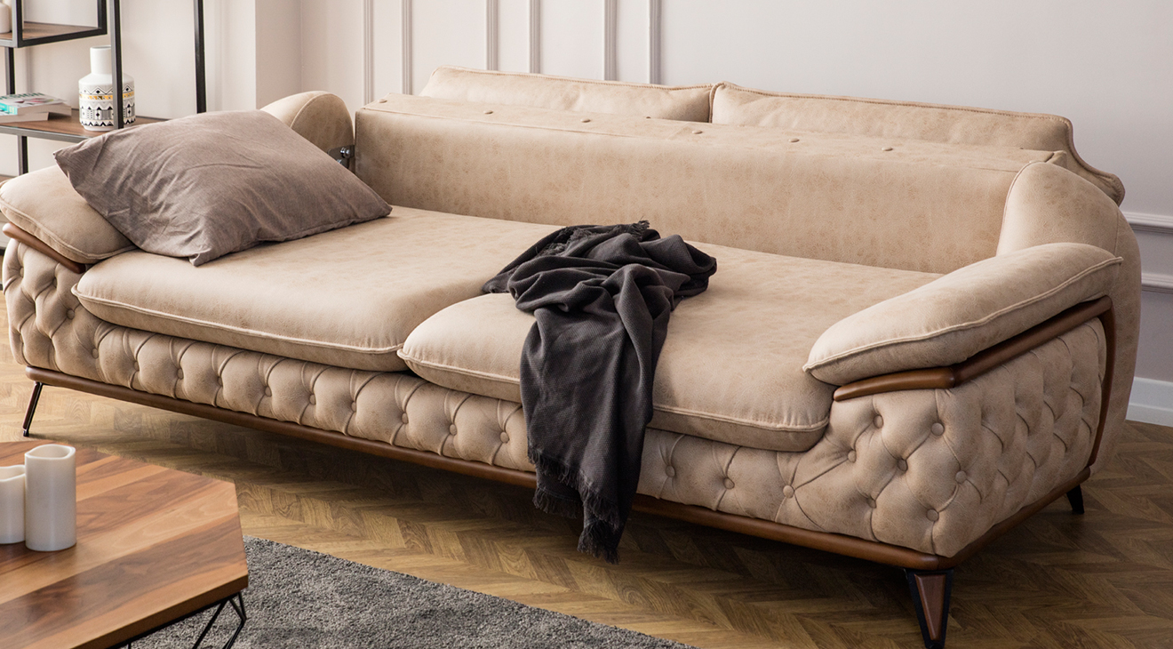 Jaguar Ahşap Ayaklı Yataklı Koltuk Takımı 2 Yataklı Koltuk Takımları