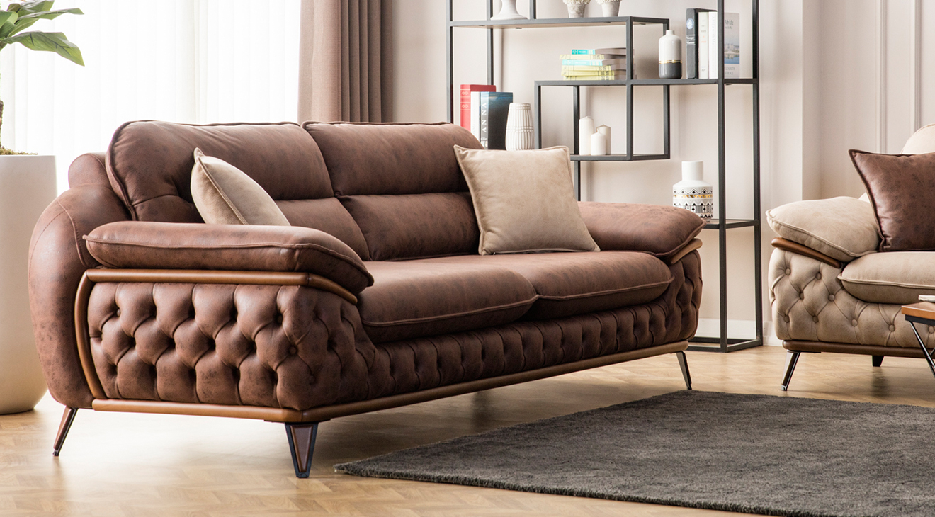 Jaguar Ahşap Ayaklı Yataklı Koltuk Takımı 2 Yataklı Koltuk Takımları