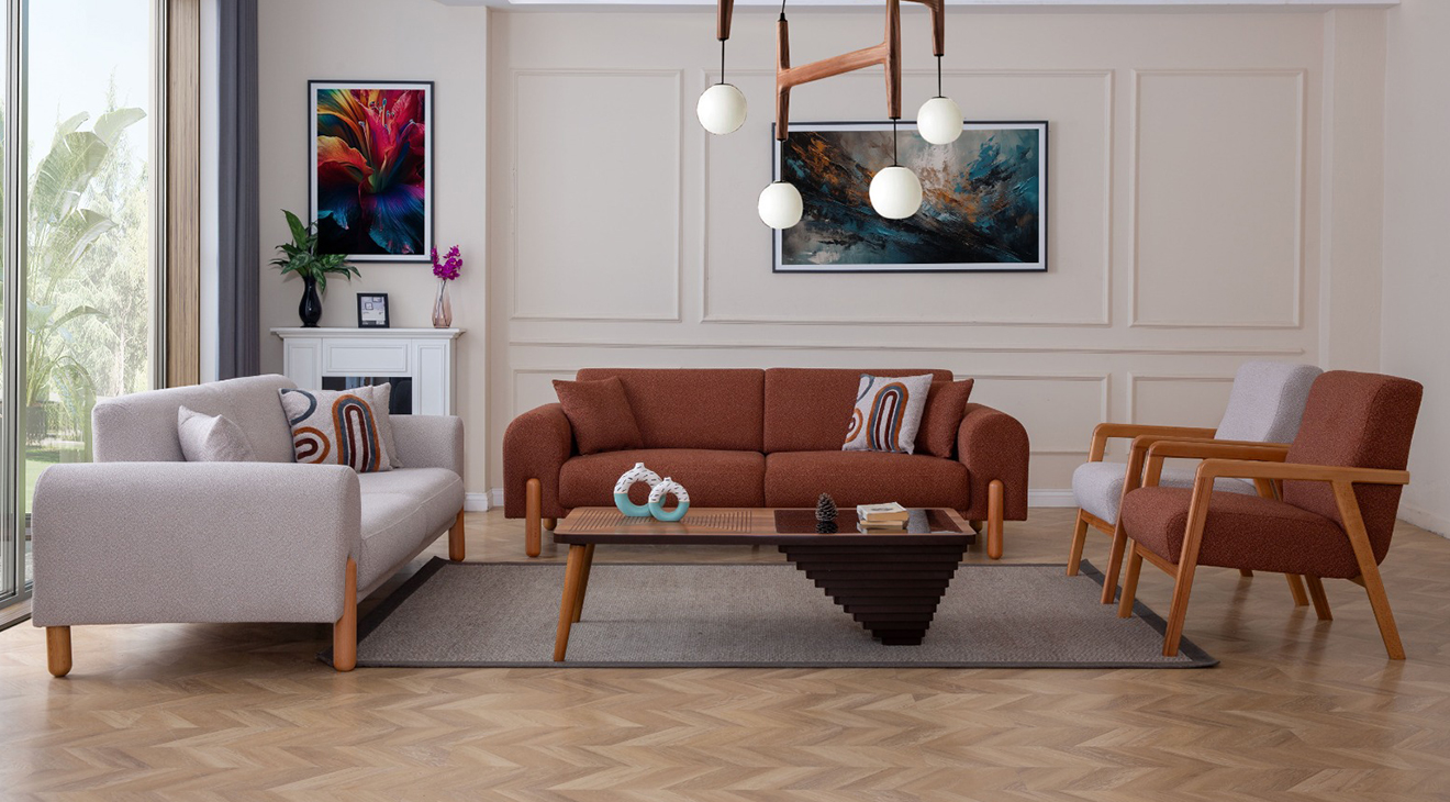 Bubble Ahşap Ayaklı Yataklı Koltuk Takımı Yataklı Koltuk Takımları