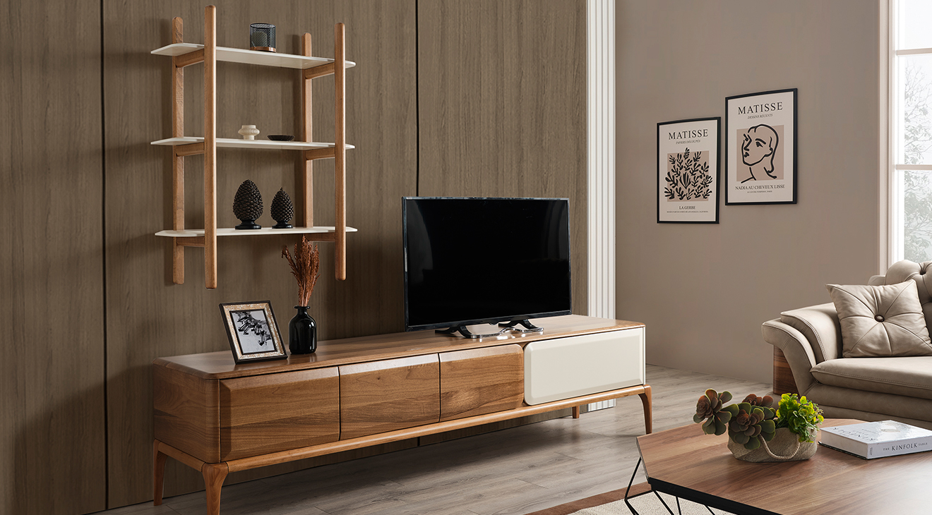 Trend Ahşap Ayaklı Modern Tv Ünitesi TV Ünitesi