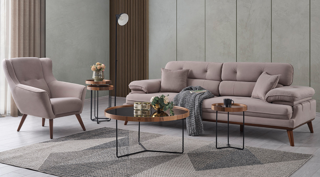 Bella Ahşap Ayaklı Yataklı Koltuk Takımı Yataklı Koltuk Takımları