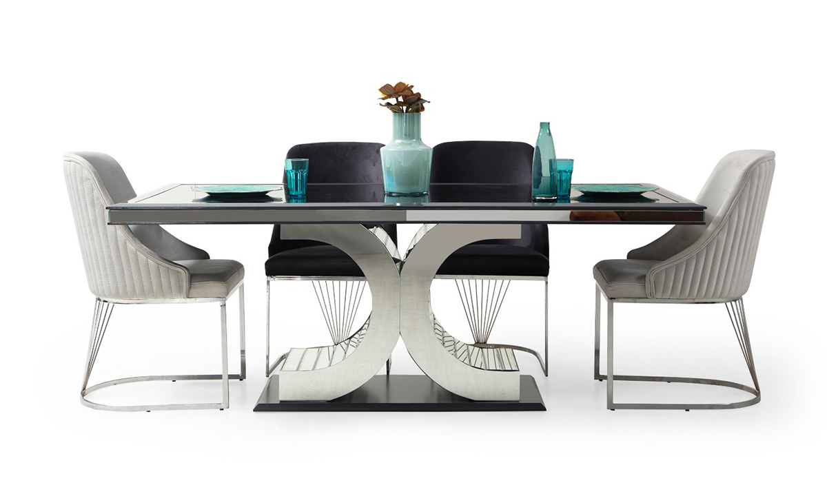 Jaguar Aynalı Metal Ayaklı Yemek Odası Takımı Yemek Odası