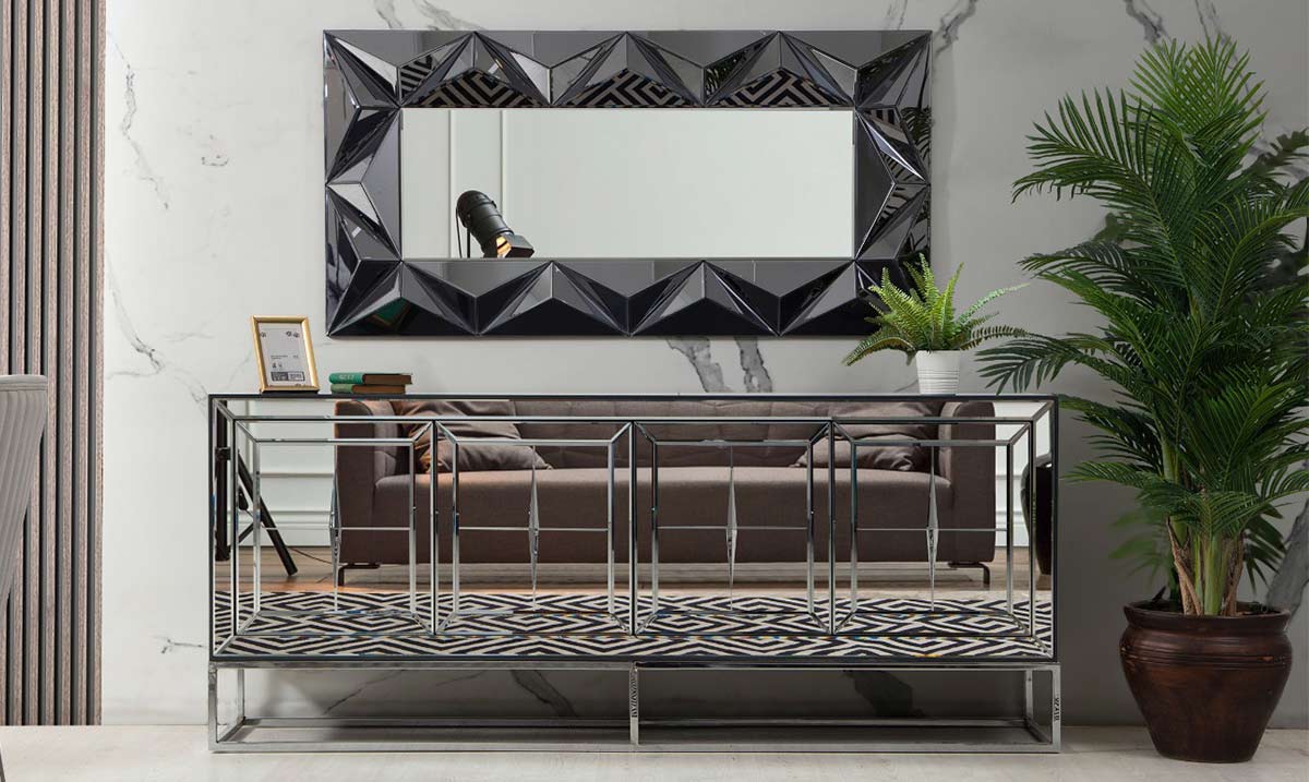 Jaguar Aynalı Metal Ayaklı Yemek Odası Takımı Yemek Odası