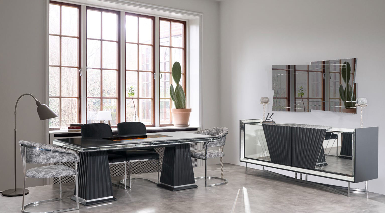 Mustang Gümüş Metal Ayaklı Yemek Odası Takımı Yemek Odası