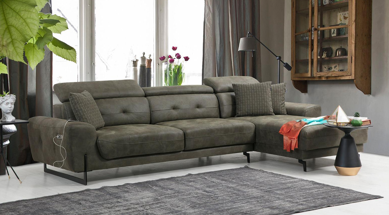 Flora Motorlu USB Girişli Köşe Koltuk Takımı Motorlu Köşe Takımları