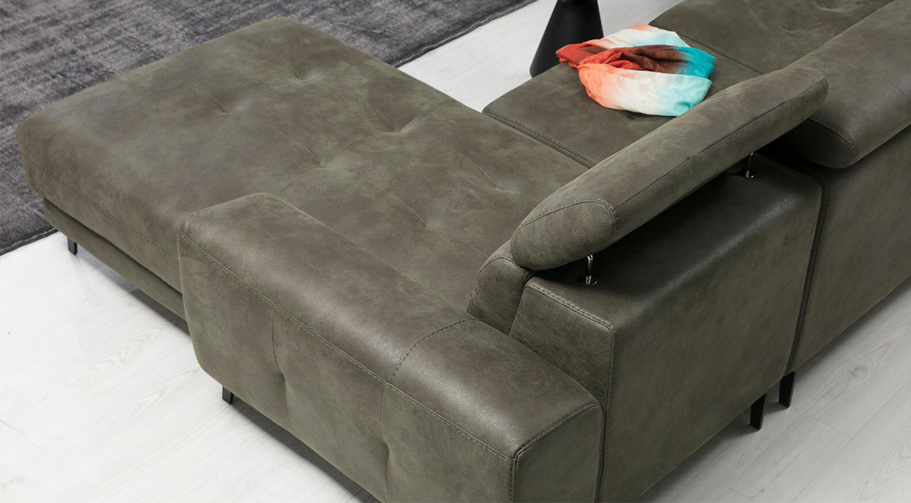 Flora U Motorlu USB Girişli Köşe Koltuk Takımı Motorlu Köşe Takımları