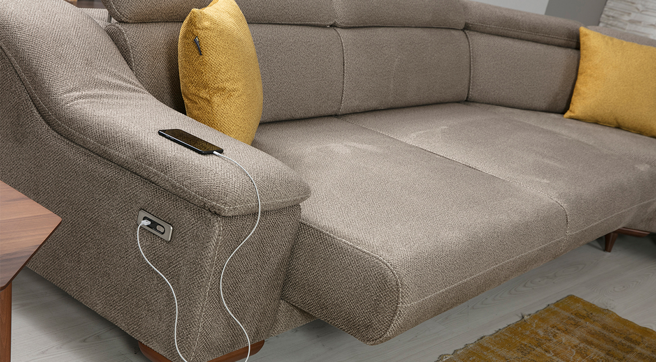 Mustang Relax Motorlu USB Girişli Köşe Koltuk Takımı Motorlu Köşe Takımları