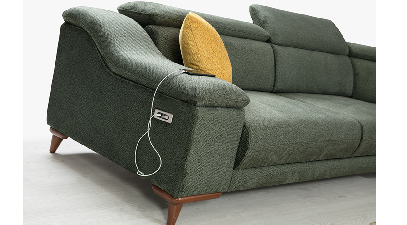 Mustang Motorlu USB Girişli Köşe Koltuk Takımı Motorlu Köşe Takımları