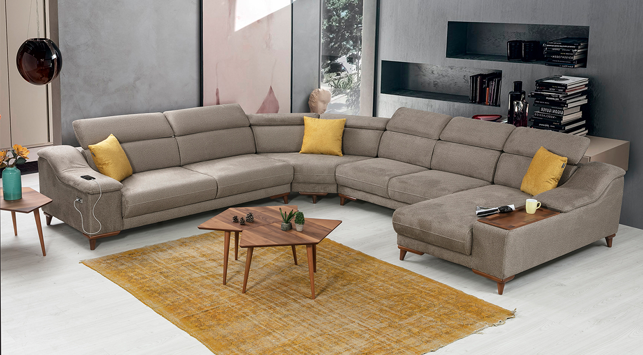 Mustang U Motorlu USB Girişli Köşe Koltuk Takımı Motorlu Köşe Takımları