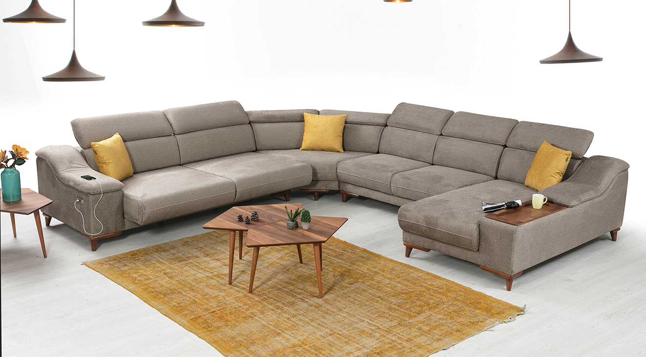 Mustang U Motorlu USB Girişli Köşe Koltuk Takımı Motorlu Köşe Takımları