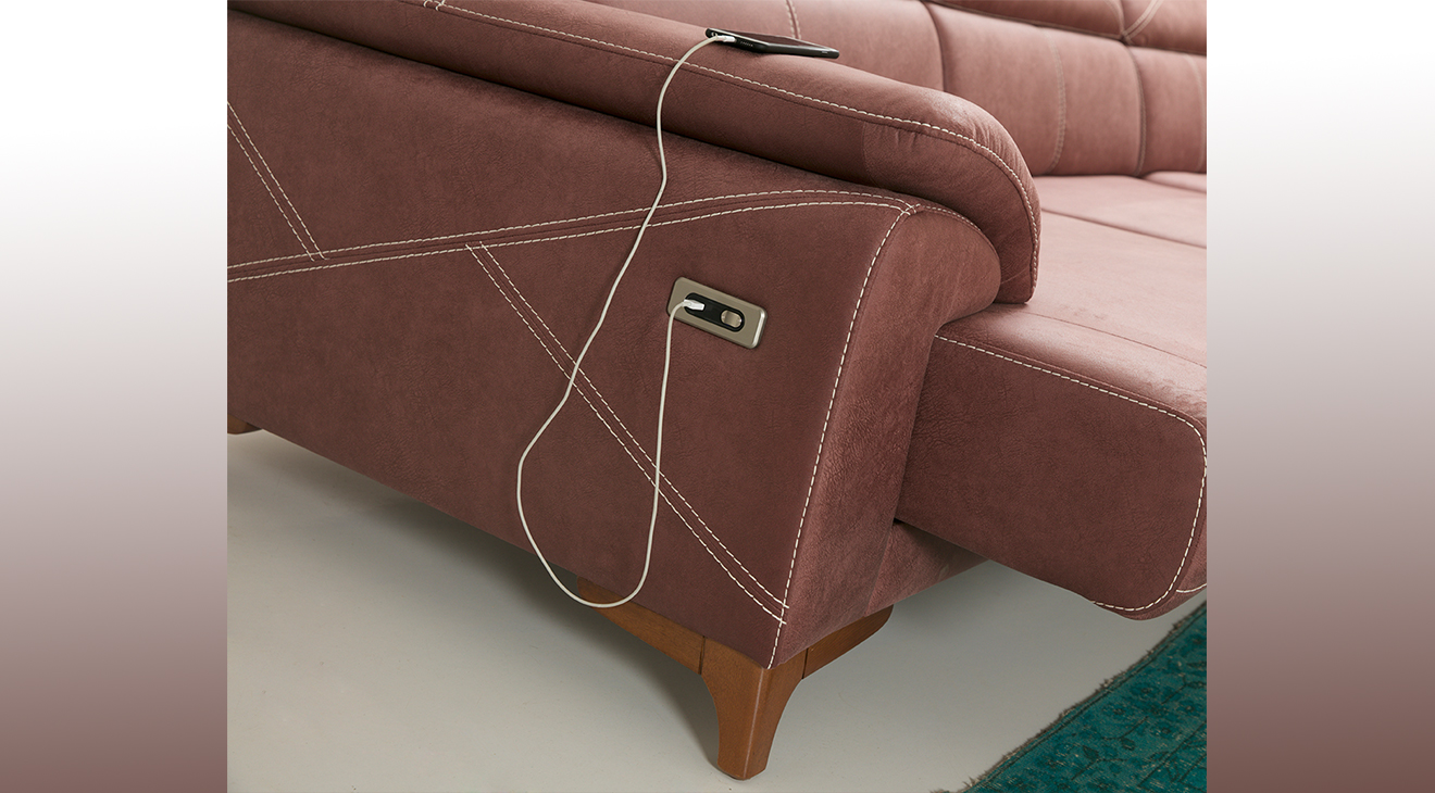 Oscar Relax Motorlu USB Girişli Köşe Koltuk Takımı 2 Motorlu Köşe Takımları