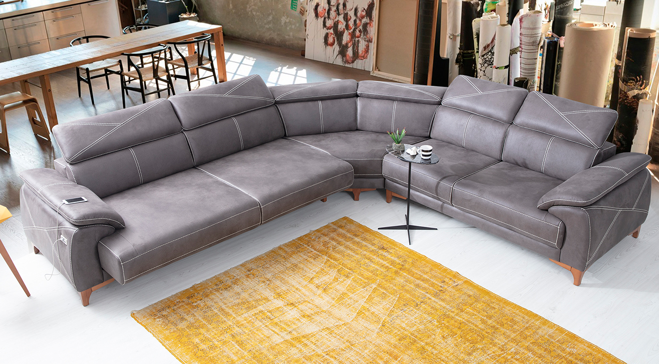 Oscar Motorlu USB Girişli Köşe Koltuk Takımı Motorlu Köşe Takımları