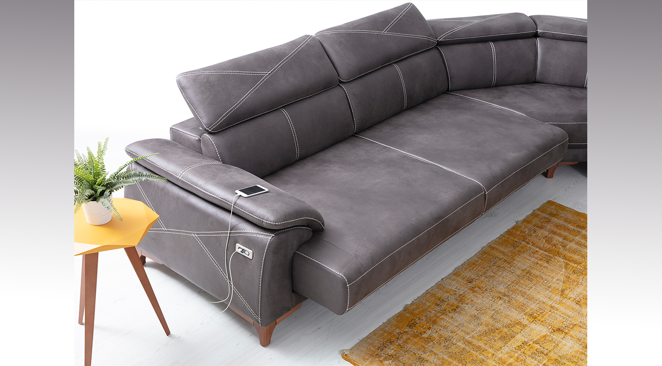 Oscar Motorlu USB Girişli Köşe Koltuk Takımı Motorlu Köşe Takımları