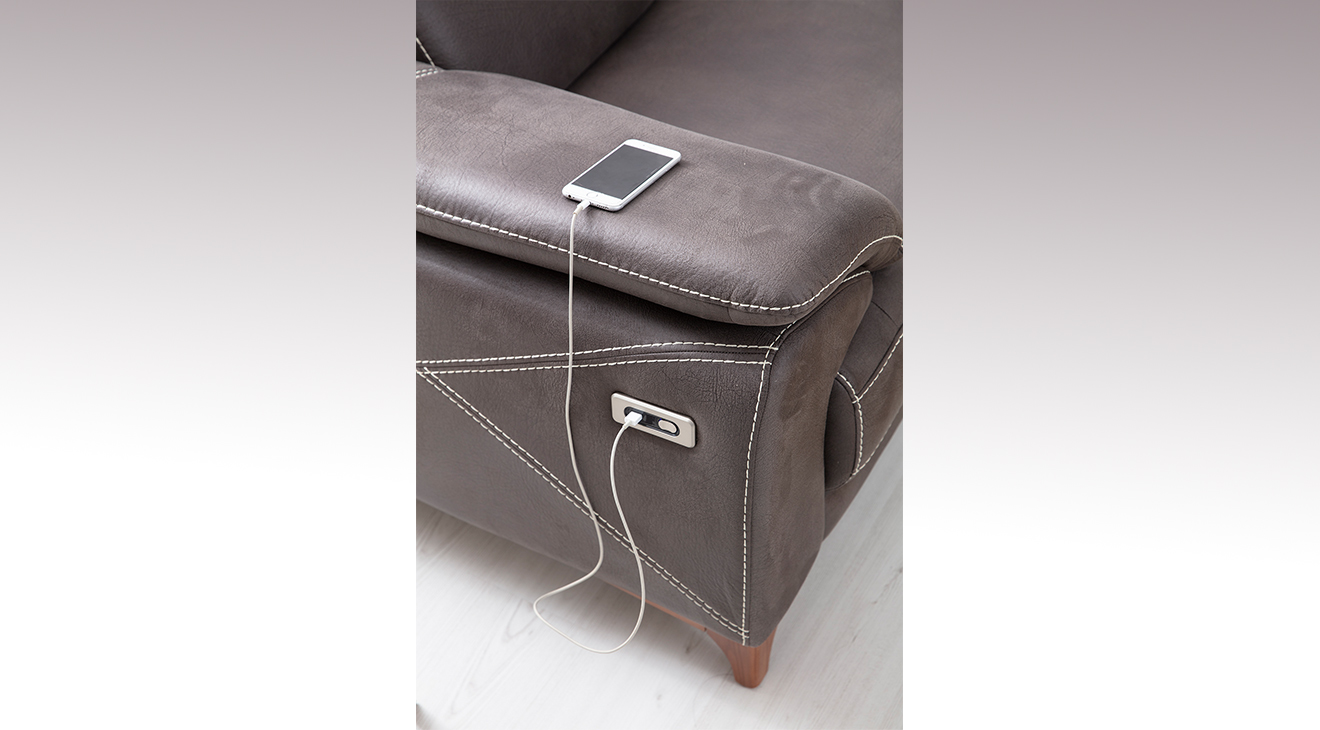 Oscar Motorlu USB Girişli Köşe Koltuk Takımı Motorlu Köşe Takımları