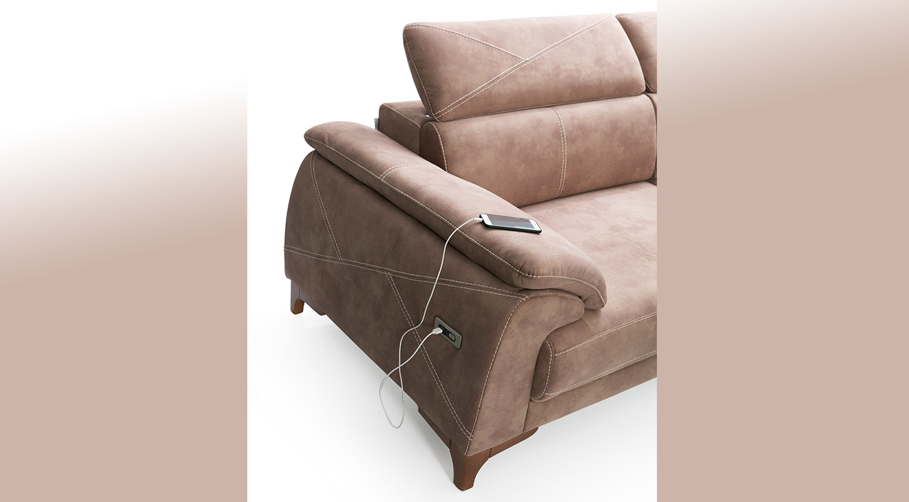 Oscar Motorlu USB Girişli Köşe Koltuk Takımı 2 Motorlu Köşe Takımları