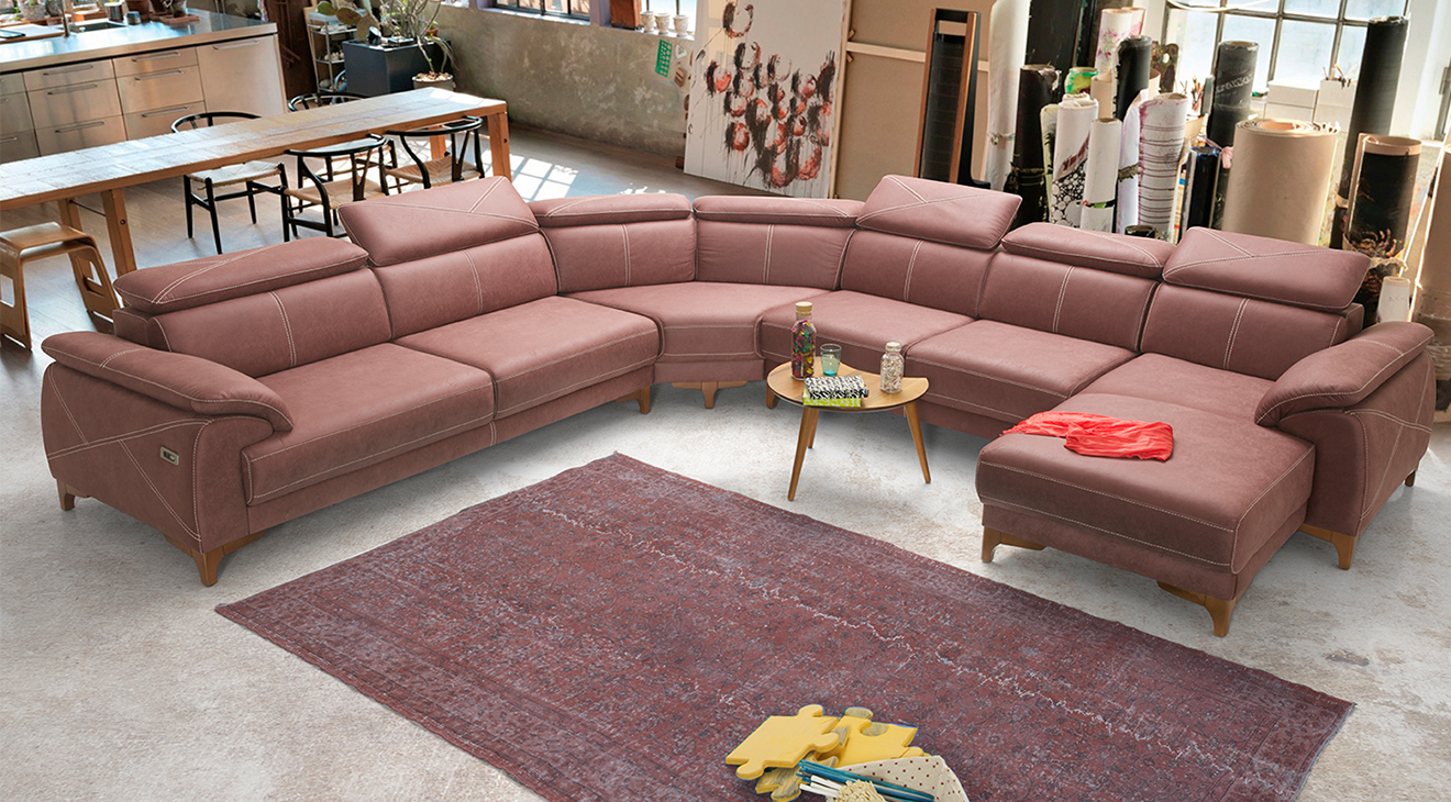 Oscar U Motorlu USB Girişli Köşe Koltuk Takımı Motorlu Köşe Takımları