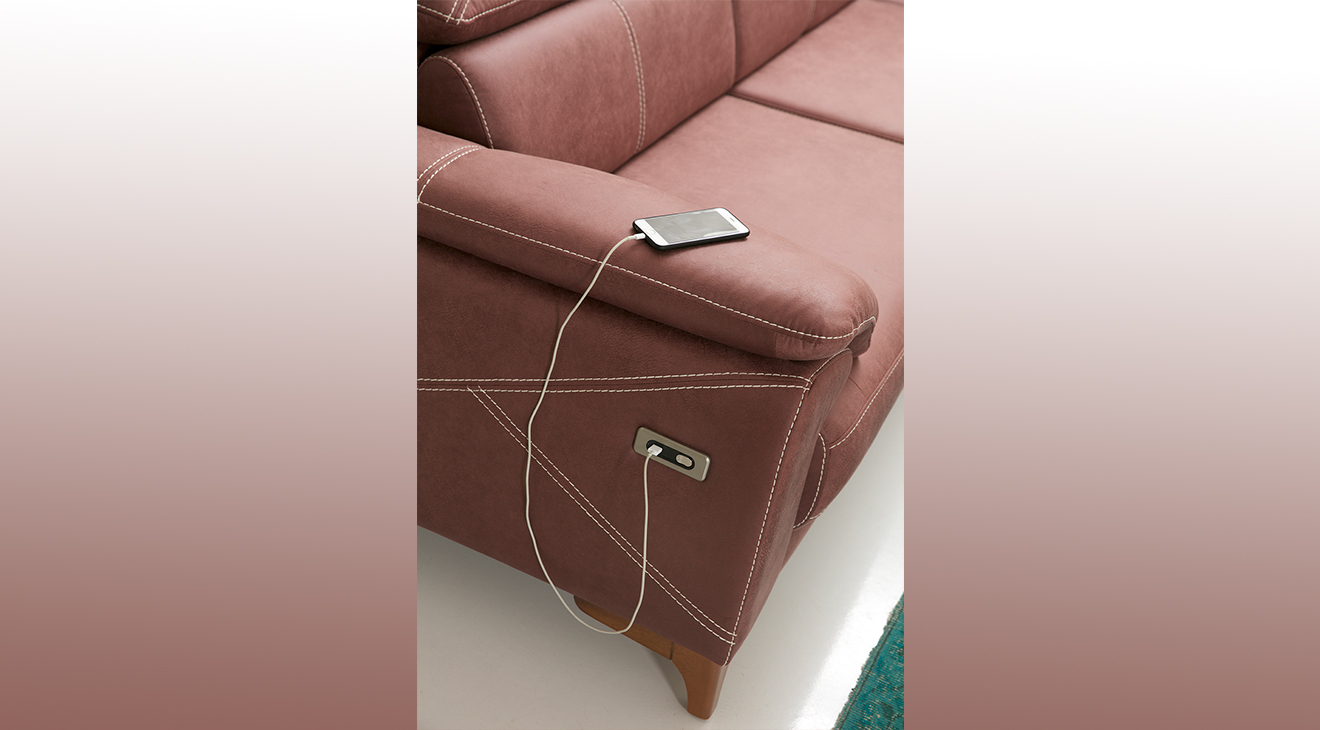 Oscar U Motorlu USB Girişli Köşe Koltuk Takımı Motorlu Köşe Takımları