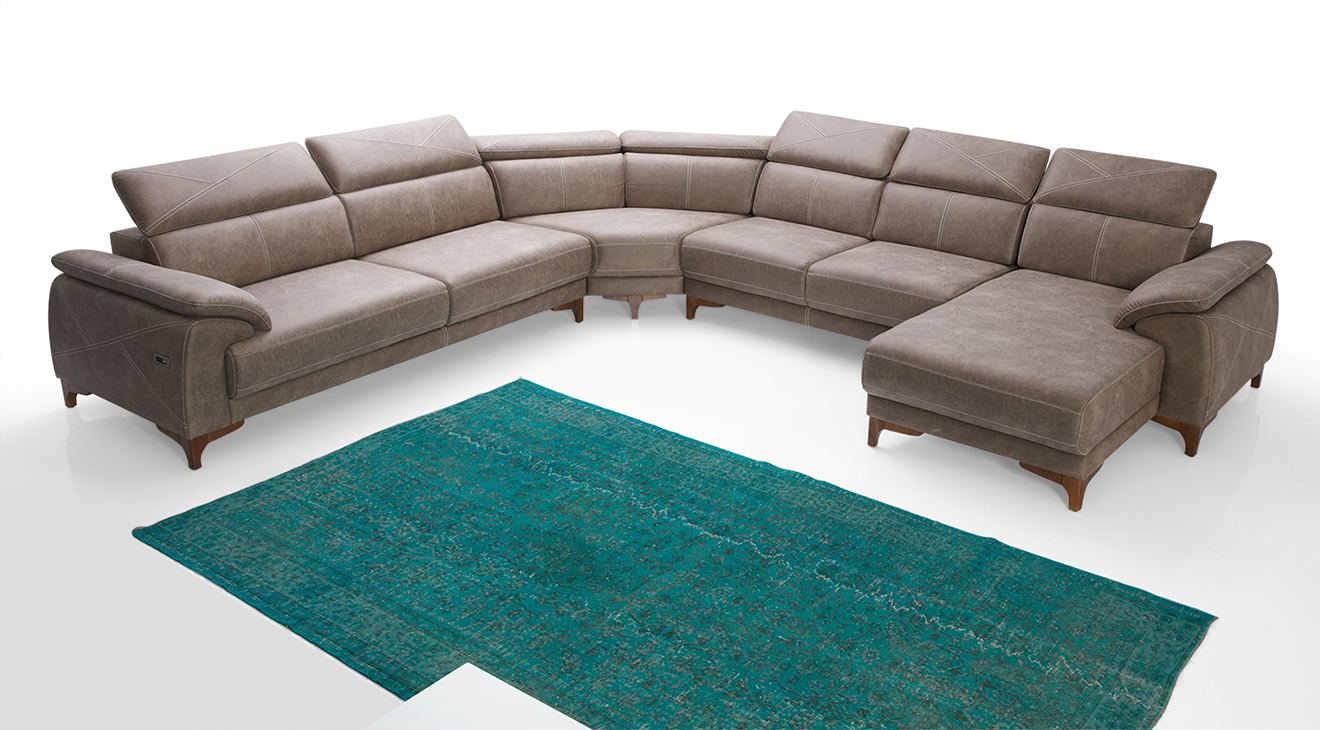 Oscar U Motorlu USB Girişli Köşe Koltuk Takımı 2 Motorlu Köşe Takımları