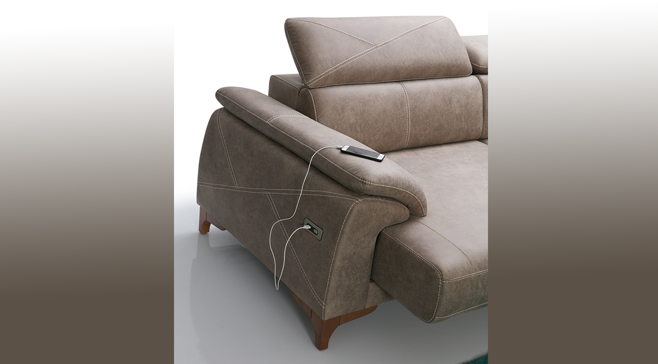 Oscar U Motorlu USB Girişli Köşe Koltuk Takımı 2 Motorlu Köşe Takımları