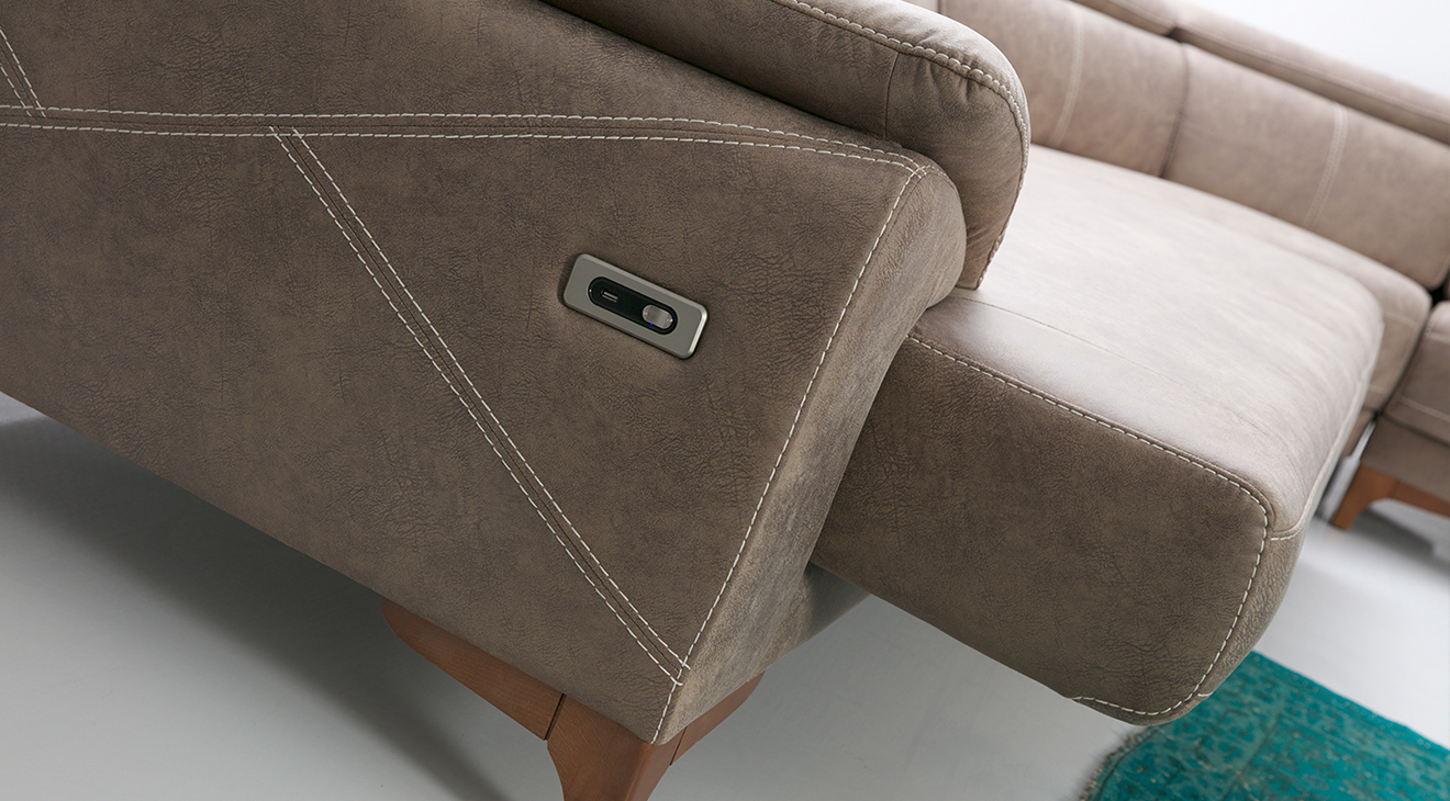 Oscar U Motorlu USB Girişli Köşe Koltuk Takımı 2 Motorlu Köşe Takımları