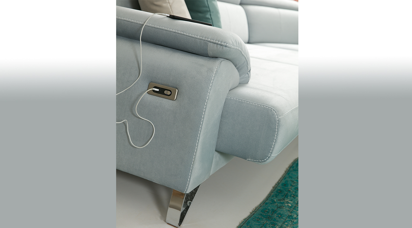 Oscar U Motorlu USB Girişli Köşe Koltuk Takımı 3 Motorlu Köşe Takımları