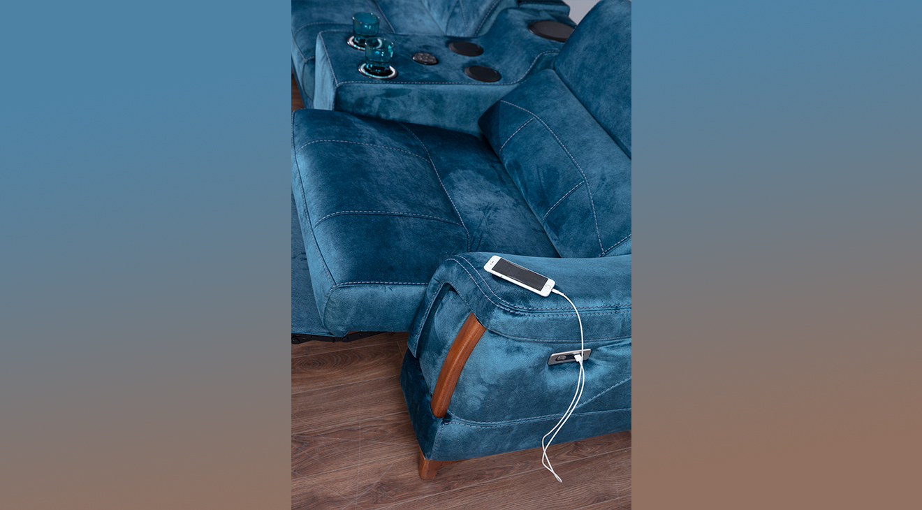 Rio Motorlu Ses Sistemli USB Girişli Köşe Koltuk Takımı 2 Motorlu Köşe Takımları