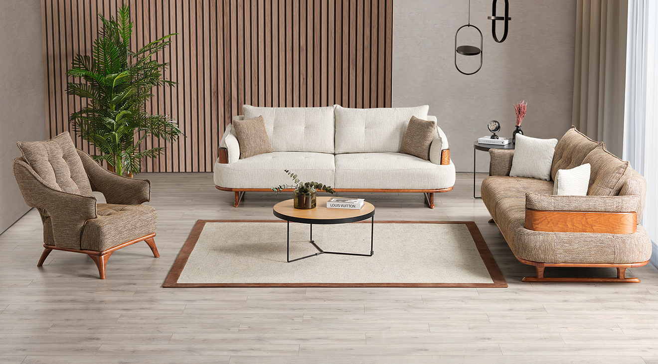 Arin Ahşap Ayaklı Yataklı Koltuk Takımı Yataklı Koltuk Takımları