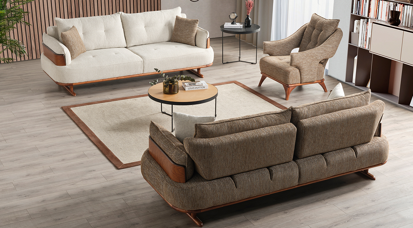 Arin Ahşap Ayaklı Yataklı Koltuk Takımı Yataklı Koltuk Takımları