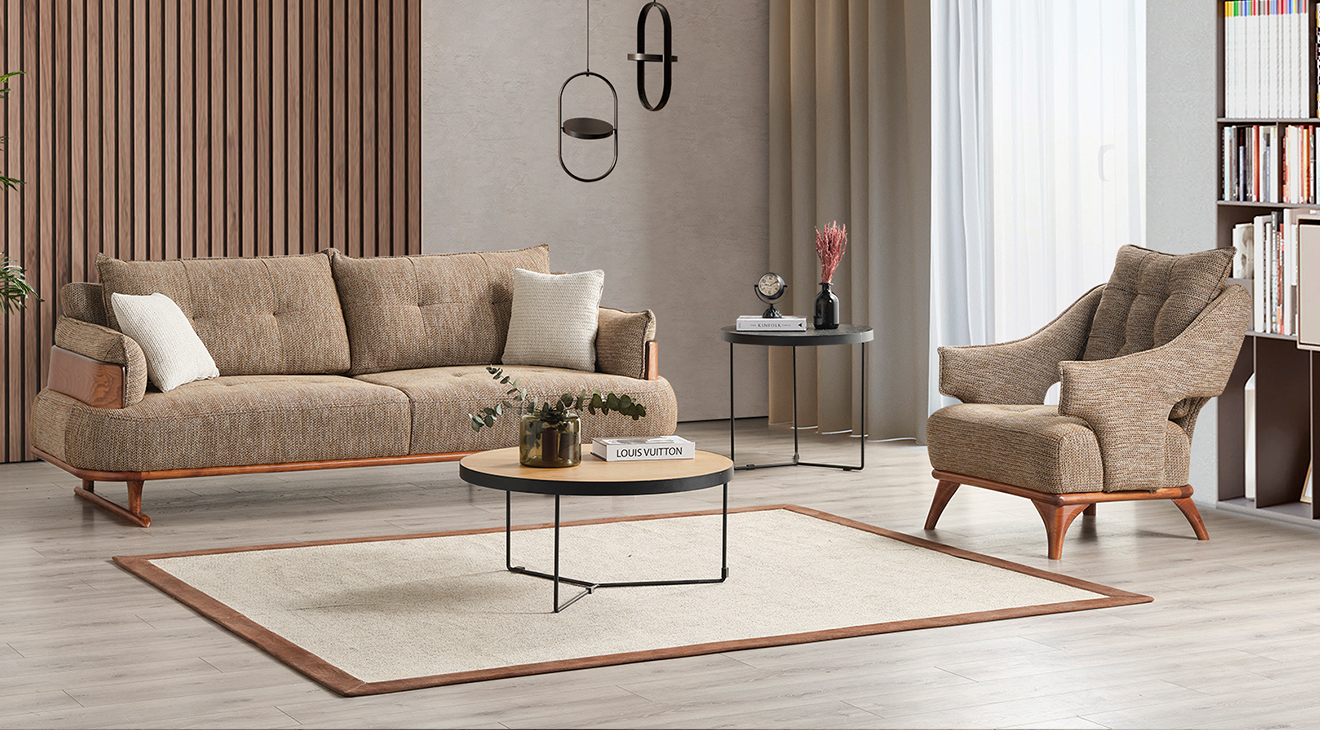 Arin Ahşap Ayaklı Yataklı Koltuk Takımı Yataklı Koltuk Takımları