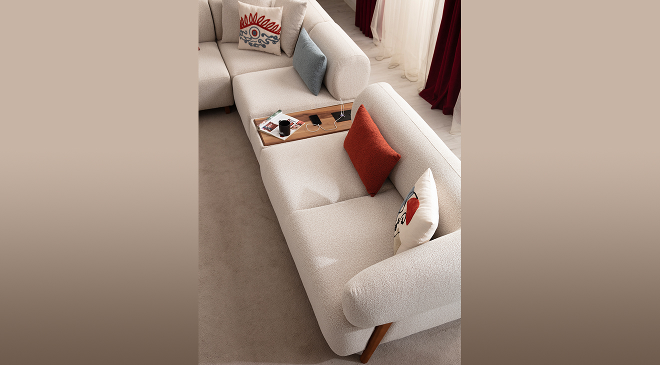 Cardea Modüllü Ahşap Ayaklı Köşe Koltuk Takımı Köşe Koltuk