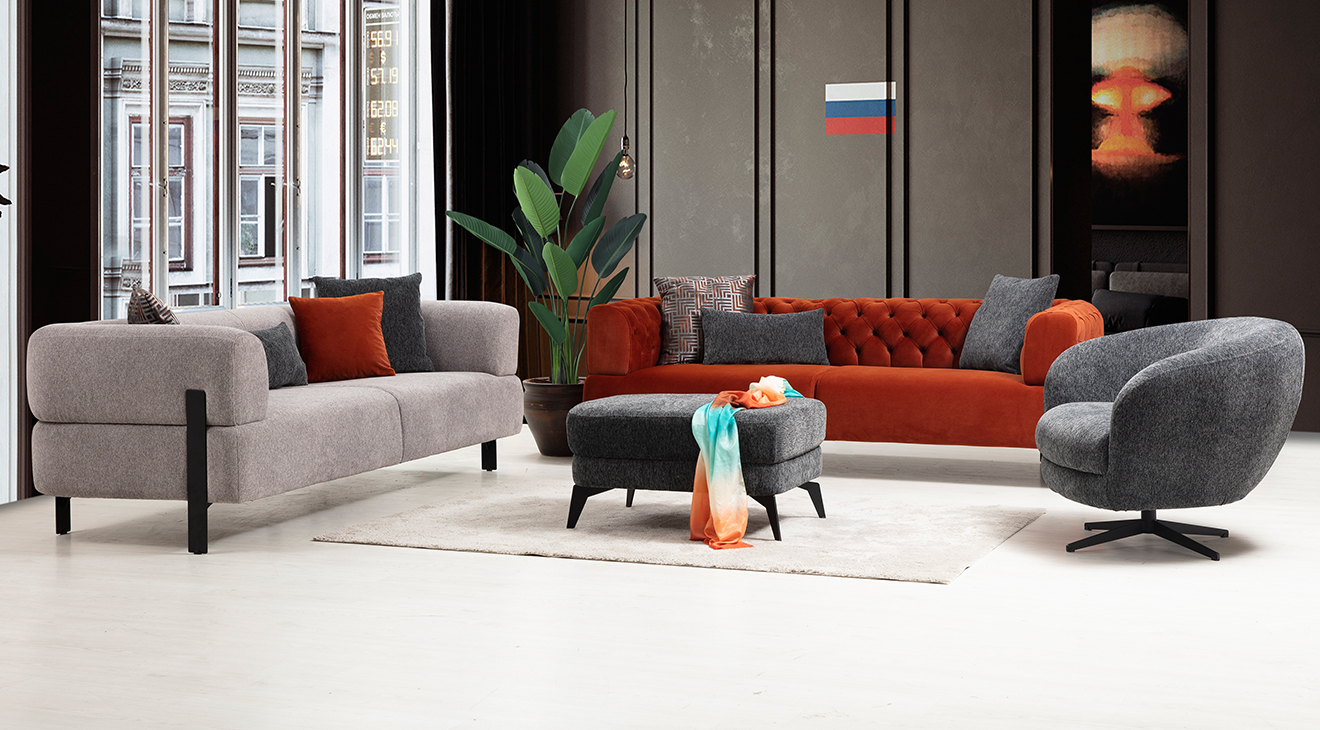 Cratos Modern Metal Ayaklı Koltuk Takımı Modern Koltuk Takımı