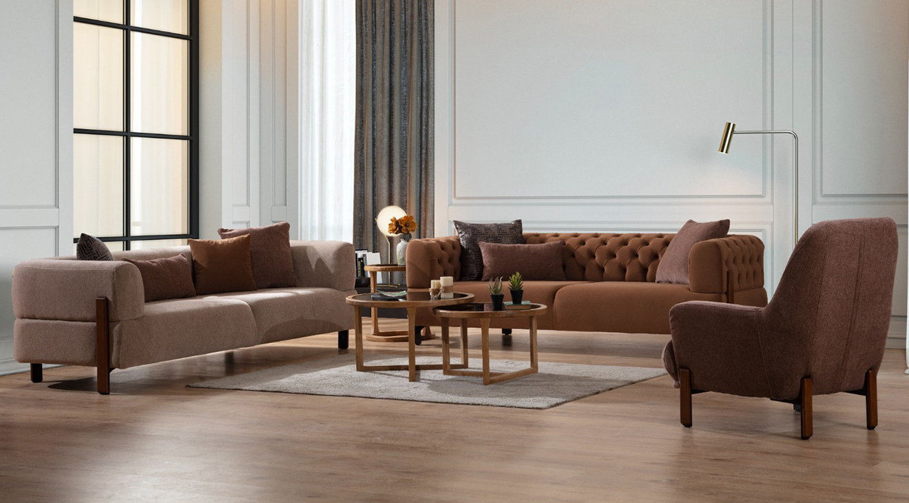 Cratos Modern Ahşap Ayaklı Koltuk Takımı Modern Koltuk Takımı