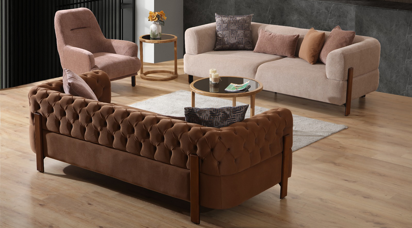 Cratos Modern Ahşap Ayaklı Koltuk Takımı Modern Koltuk Takımı