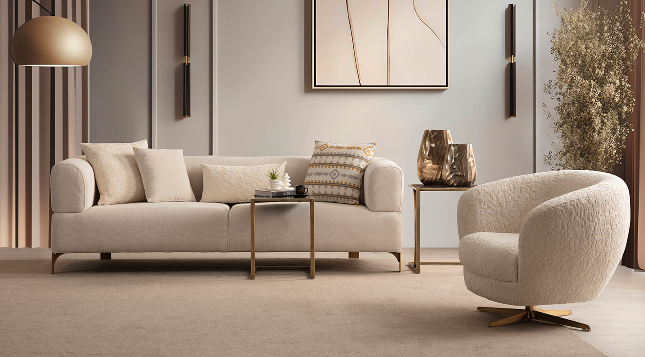 Cratos Antik Metal Ayaklı Koltuk Takımı Koltuk Takımı