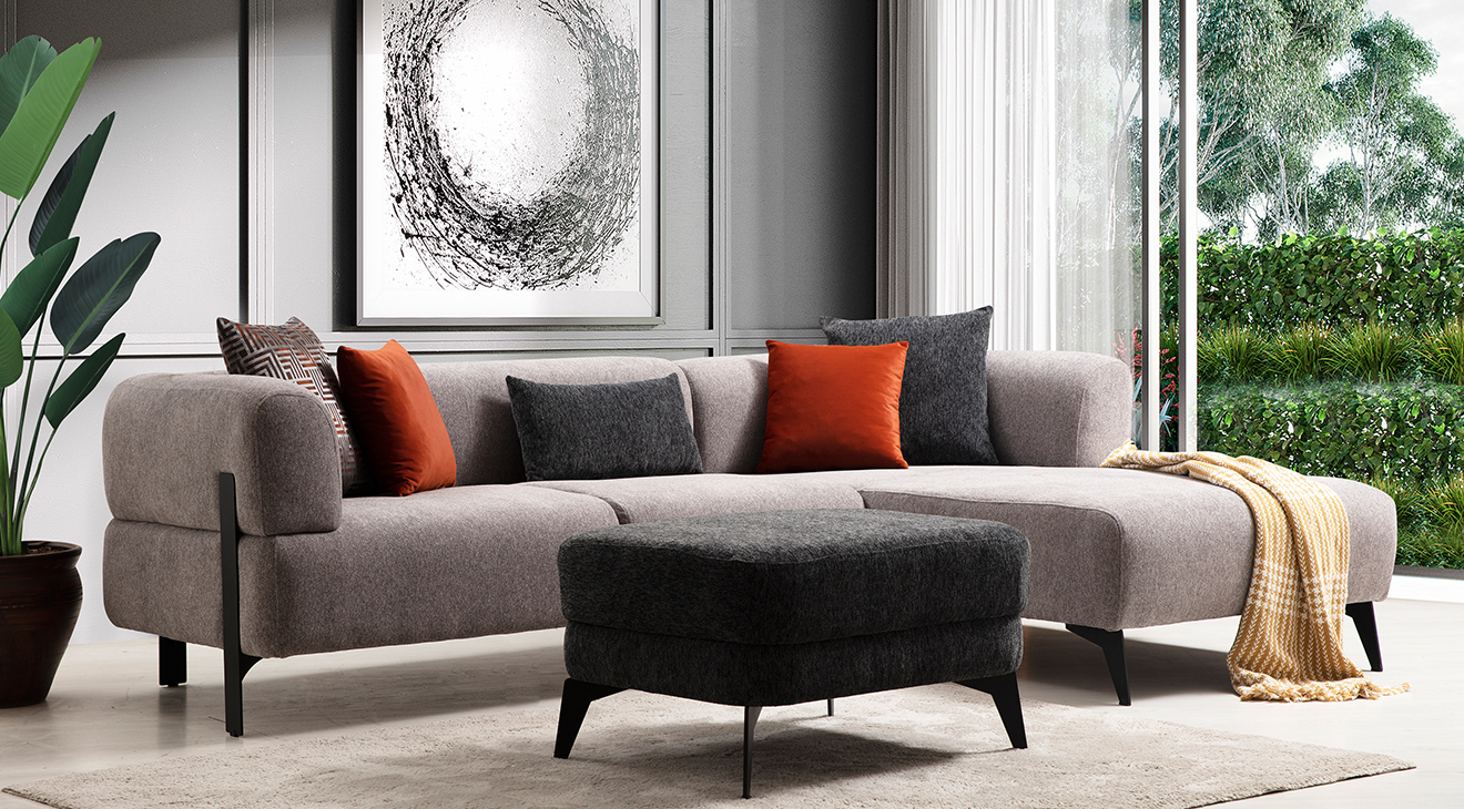 Cratos Kapitone Kanepeli Köşe Koltuk Takımı Köşe Koltuk