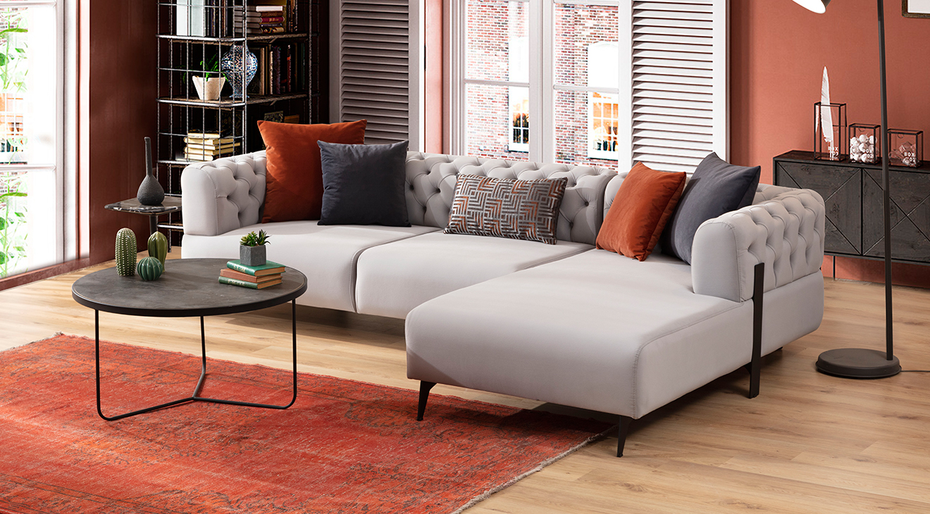 Cratos Kapitone Köşe Koltuk Takımı Köşe Koltuk