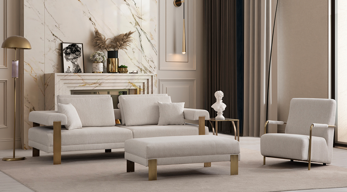 Deep Living Antik Metal Ayaklı Koltuk Takımı Koltuk Takımı