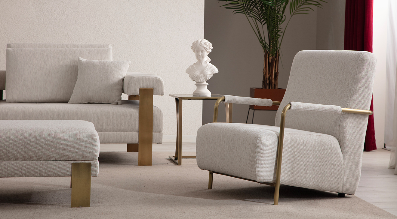 Deep Living Antik Metal Ayaklı Koltuk Takımı Koltuk Takımı