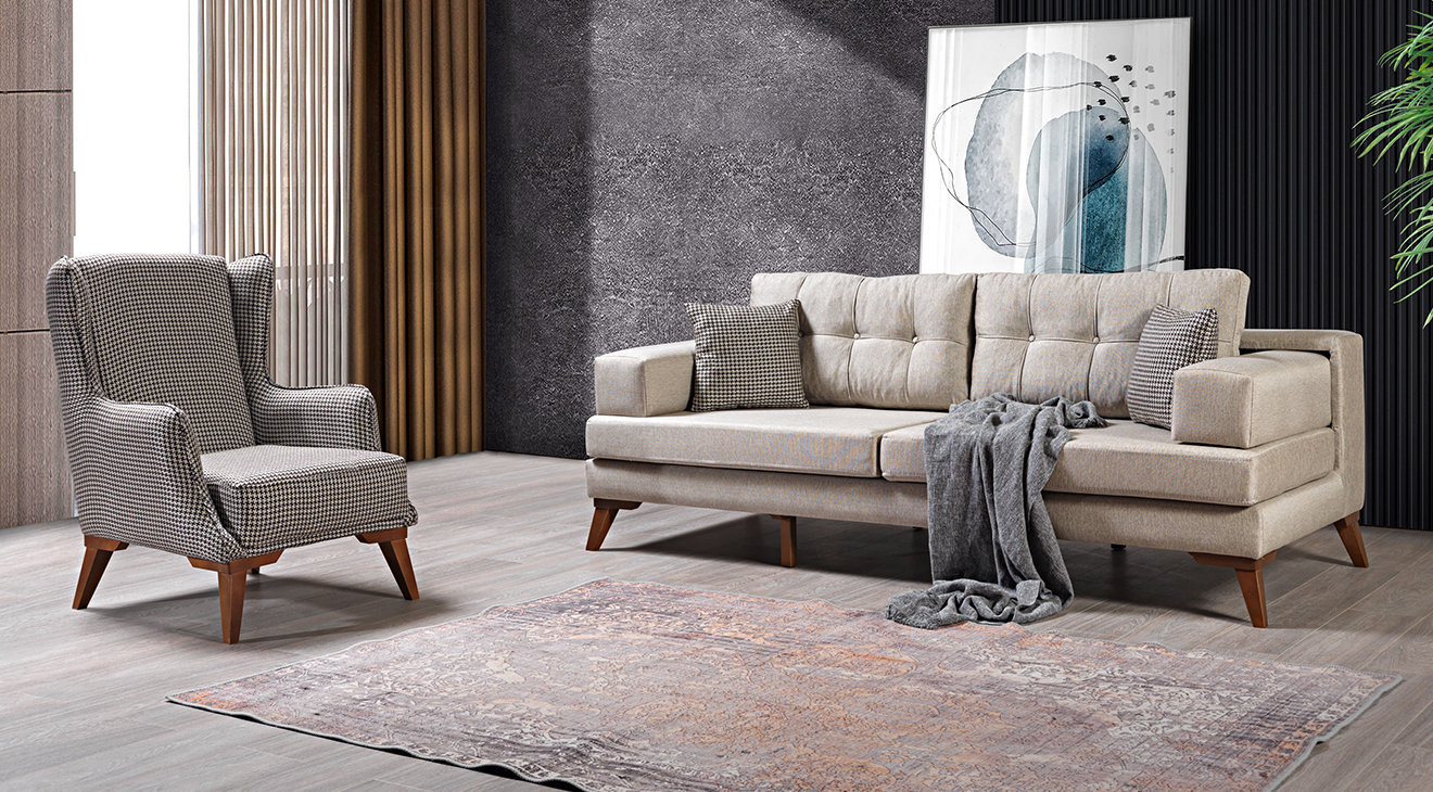 Arena Krem Köşe Koltuk Takımı Köşe Koltuk