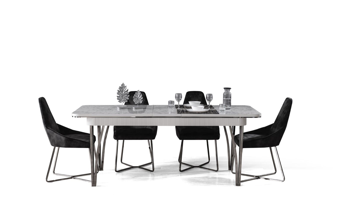 Gemma Ay Taşı Metal Ayaklı Yemek Odası Takımı Yemek Odası