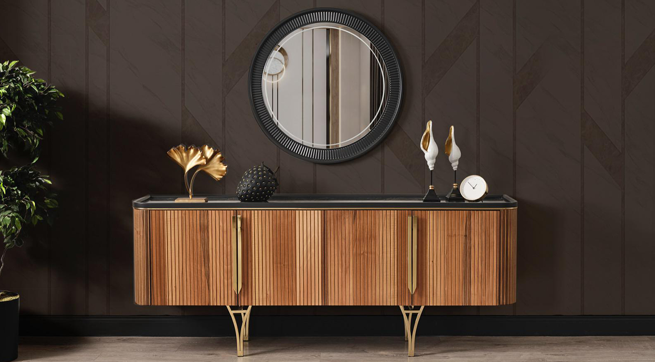 Gemma Ceviz Metal Ayaklı Yemek Odası Takımı Yemek Odası