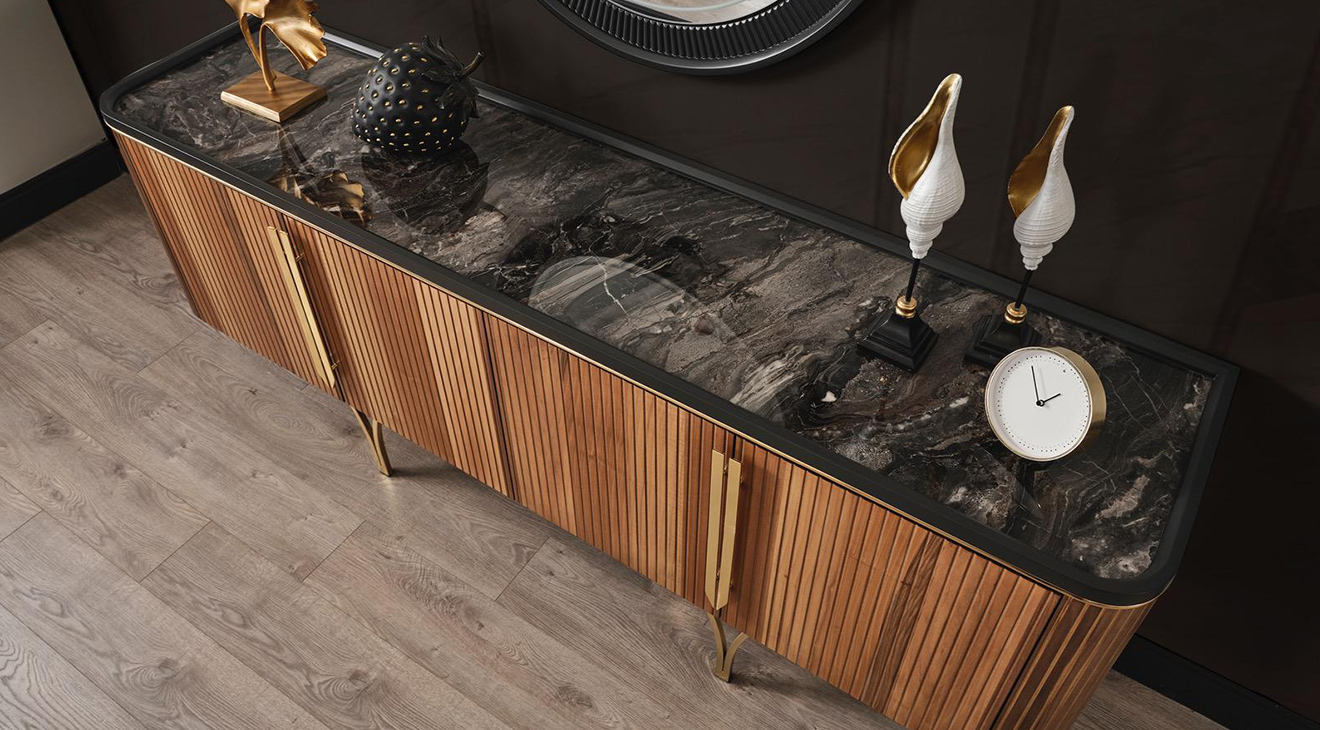 Gemma Ceviz Metal Ayaklı Yemek Odası Takımı Yemek Odası