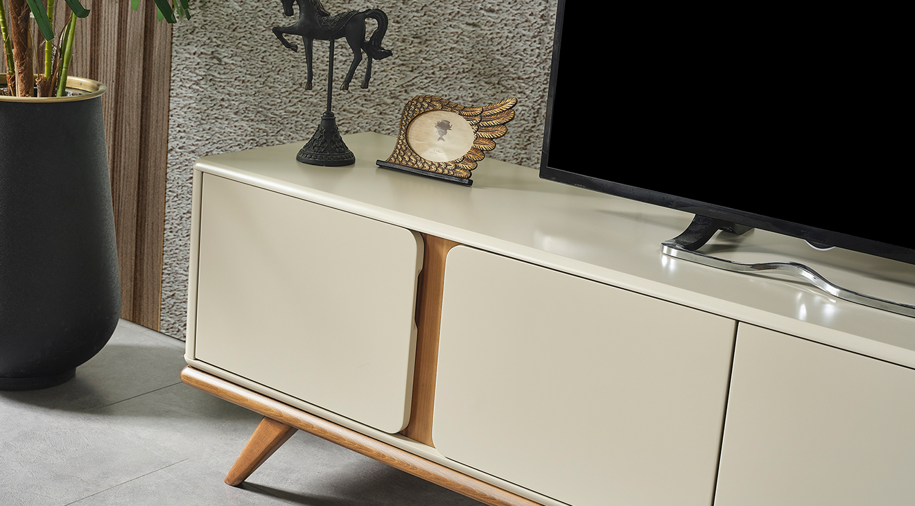 Prada Ceviz Ahşap Ayaklı Tv Ünitesi TV Ünitesi