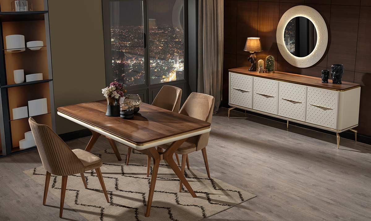 Sade Ahşap Ayaklı Yemek Odası Takımı Yemek Odası